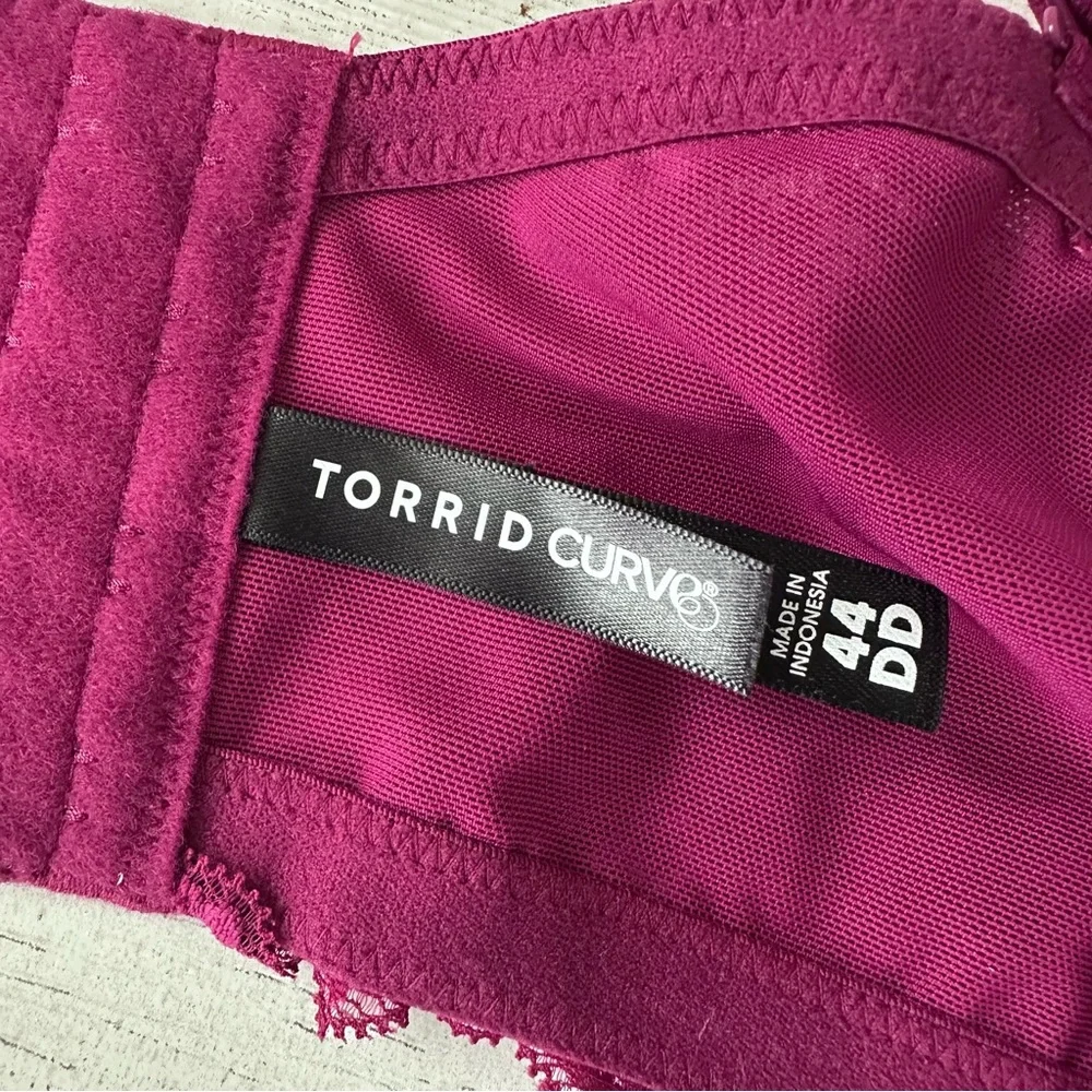 TORRID CURVE Unlined Balconette Lace Underwire Bra 44DD Burgundy Wine